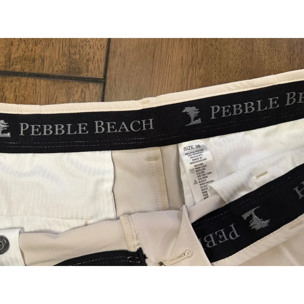 Pebble Beach Mens Performance Golf Shorts Tan Khaki Size 38 Stretch Lightweight